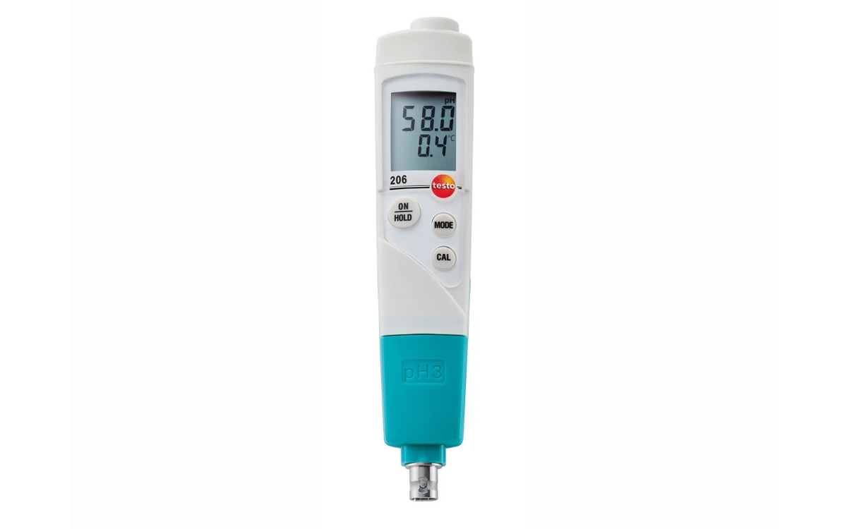 Testo 206-pH3 Digital pH Meter | pH/Temperature Measuring Instrument with BNC Connection | 0–14 pH