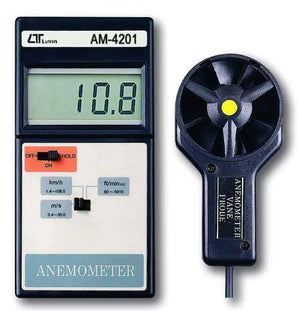Lutron AM-4201 Digital Vane Anemometer | Air Velocity Meter | Wind Speed Meter | 0.4–30.0 m/s | Multi-Unit Display