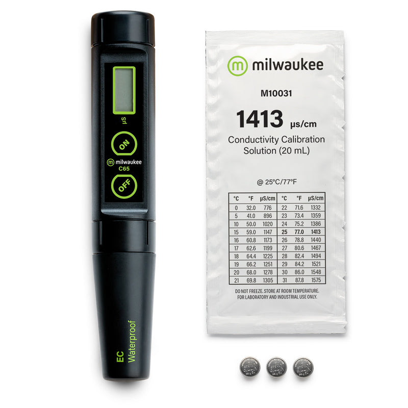 MILWAUKEE C65 WATERPROOF Conductivity (EC) Meter, PORTABLE 0-1999US/CM