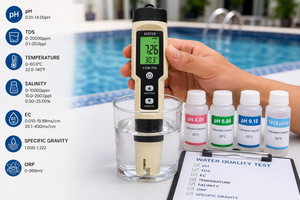 ACETEQ COM-700 7-in-1 Multi-Parameter Water Quality Meter | pH, TDS, EC, Salinity, ORP, Specific Gravity & Temperature | Backlit LCD