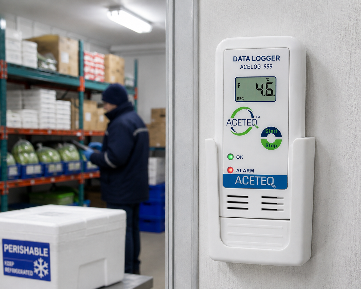 ACETEQ ACELOG-999 Digital Temperature Data Logger | Real-Time Temperature Monitoring & Recording | LCD Display | High/Low Alarm Indication | Start/Stop Function | Wall-Mount Design