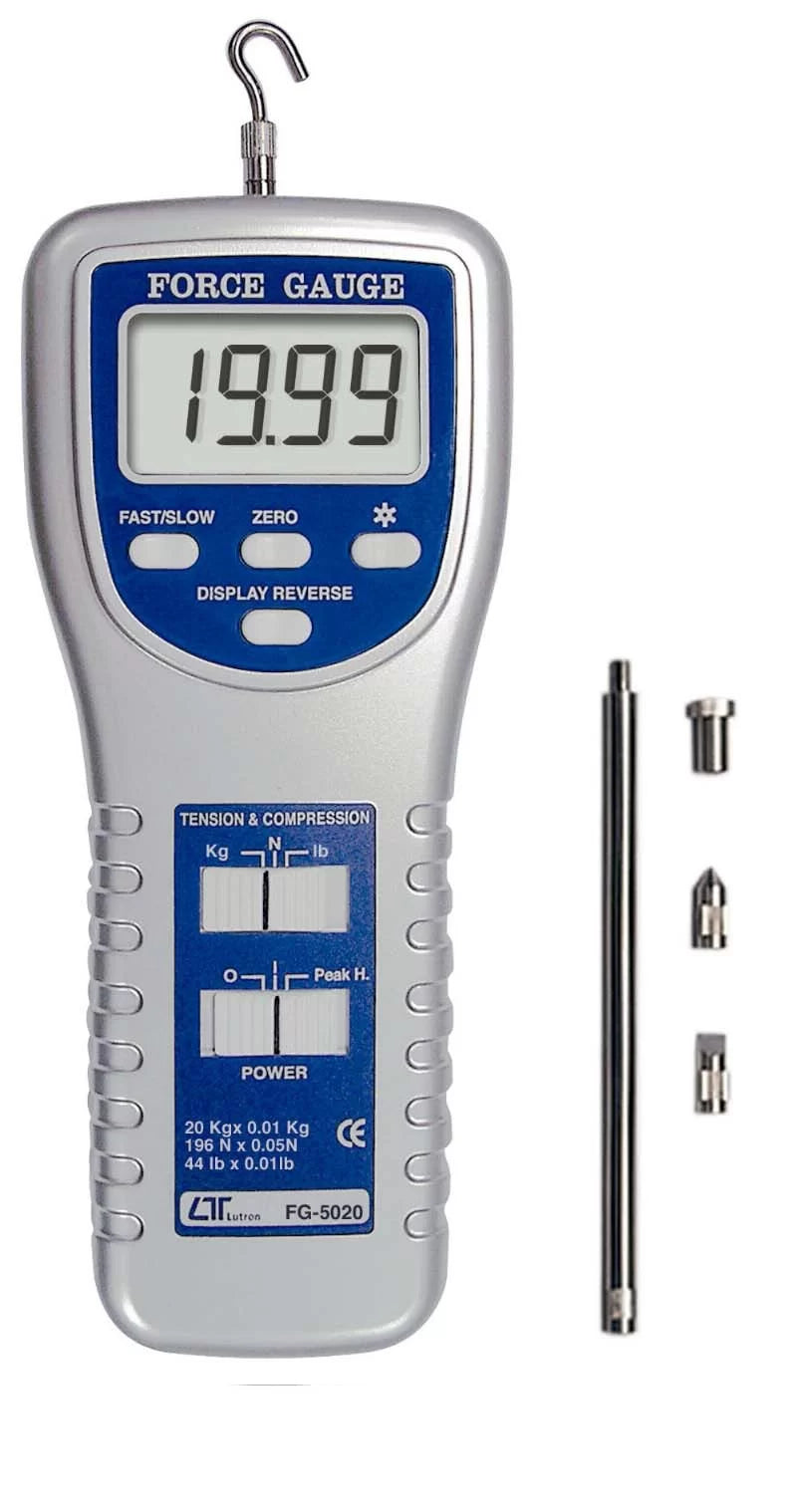 Lutron FG-5020 Digital Force Gauge | 20 kg / 196 N Push Pull Force Tester | Tension & Compression Gauge | RS-232 Interface