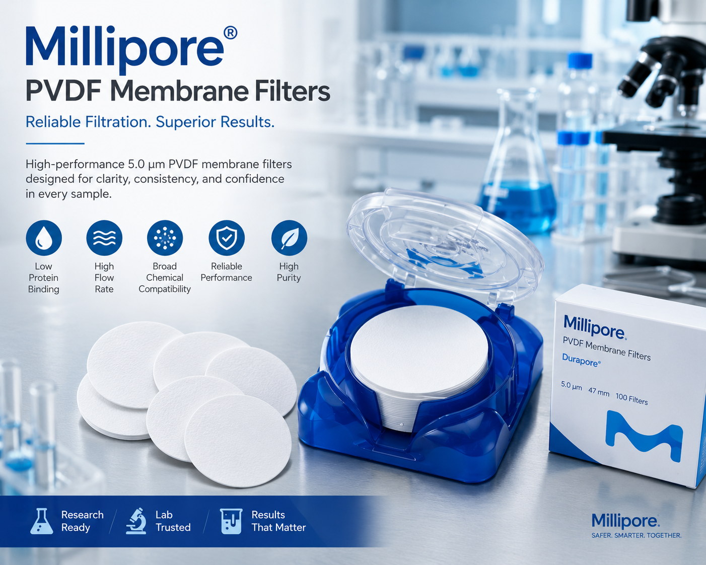 Millipore SVLP04700 – Durapore® PVDF Membrane Filter, 5.0 μm, 47 mm