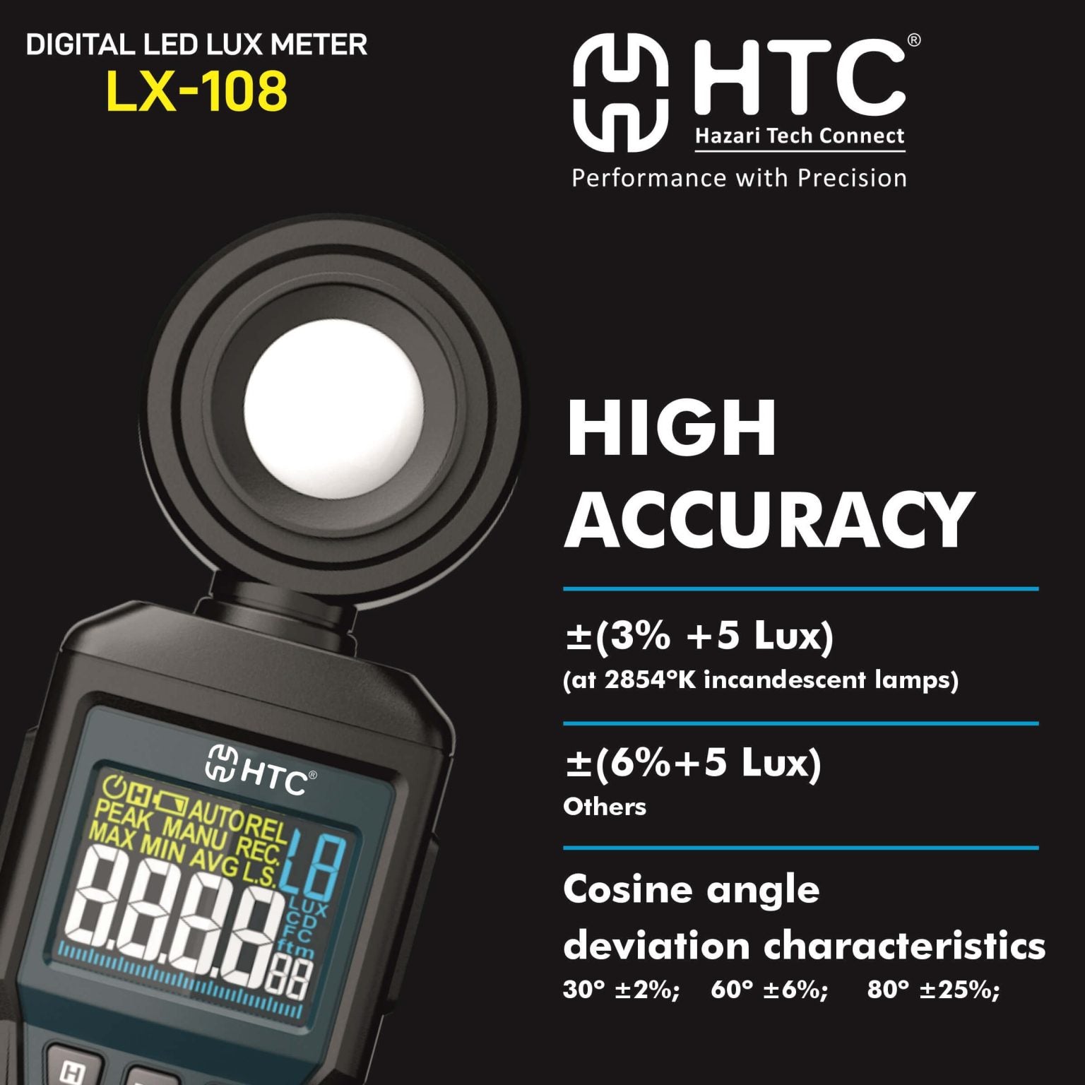 HTC LX-108L Digital LED Lux Meter