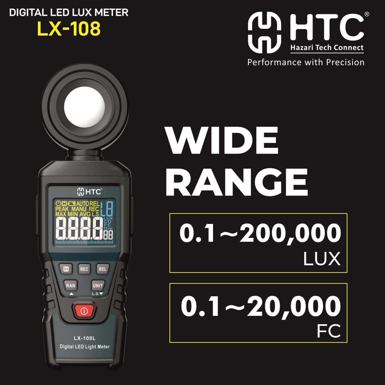 HTC LX-108L Digital LED Lux Meter