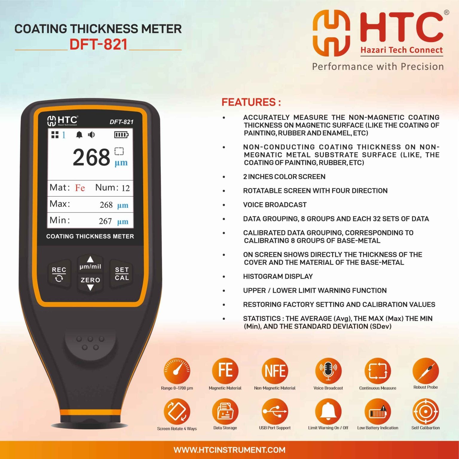 HTC DFT-821 Coating Thickness Meter