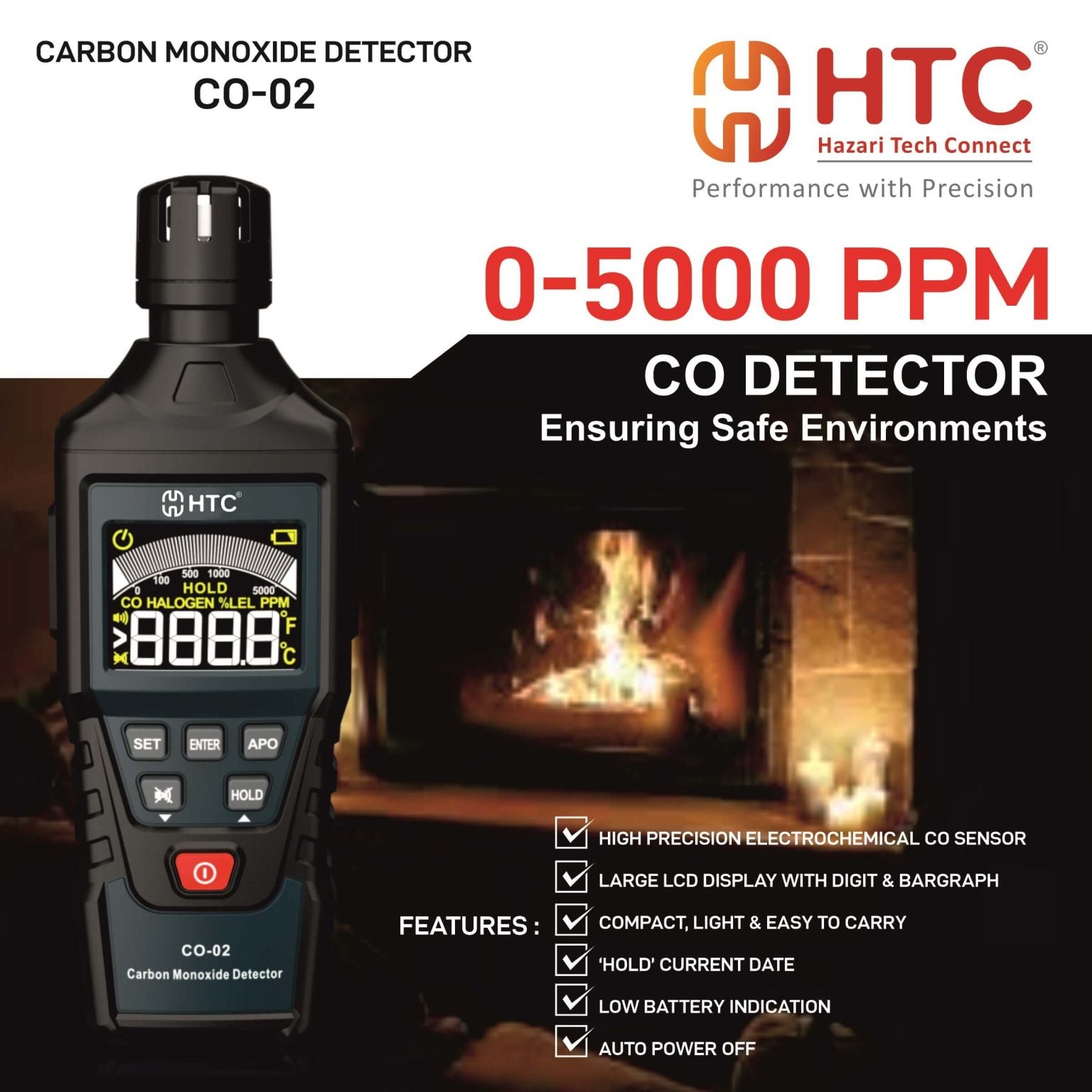 HTC CO-02 Carbon Monoxide Detector