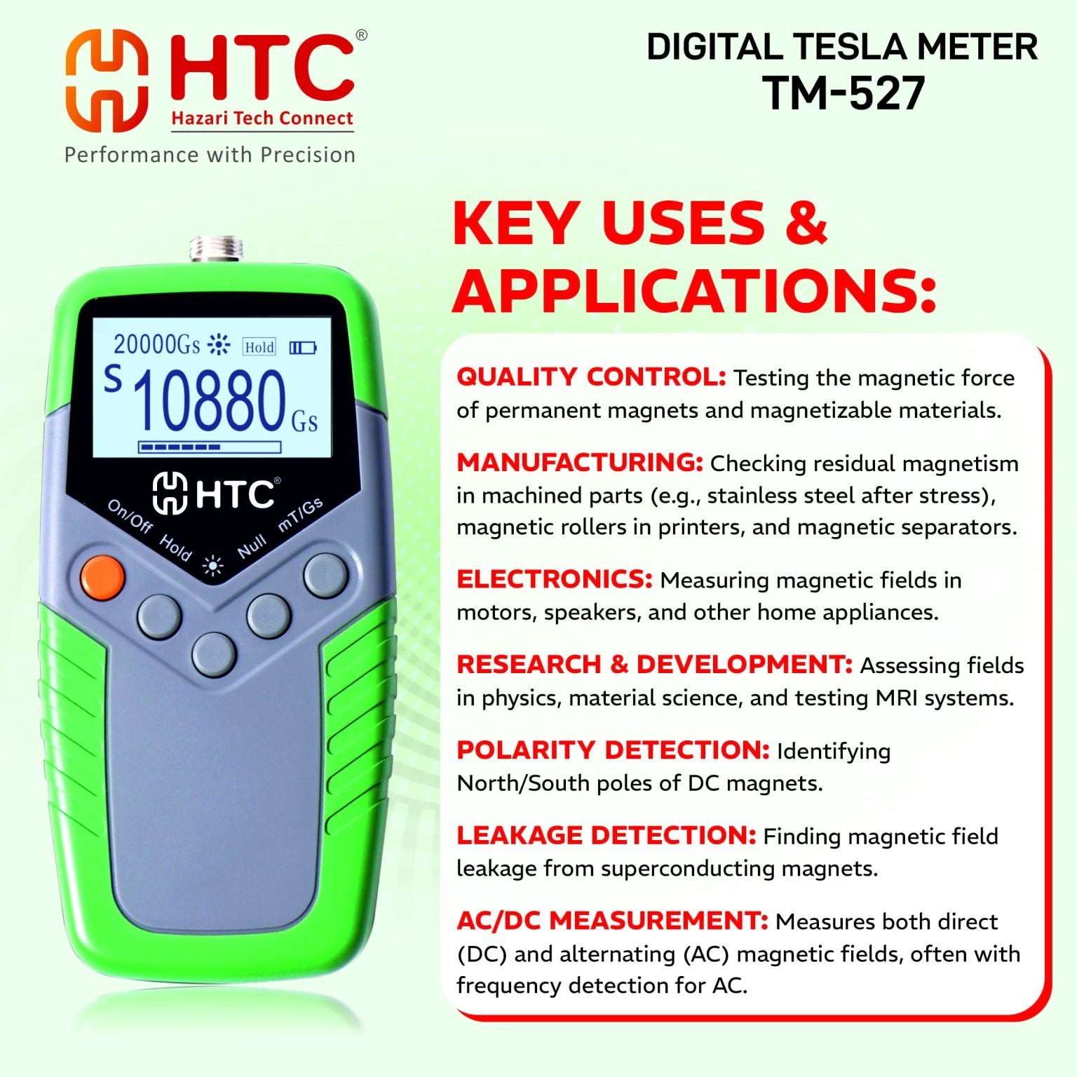 HTC TM-527 Digital Tesla Meter