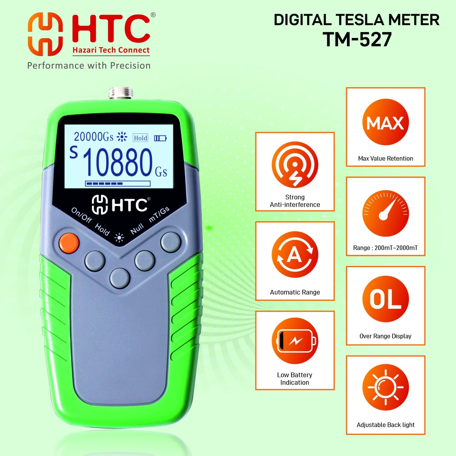 HTC TM-527 Digital Tesla Meter
