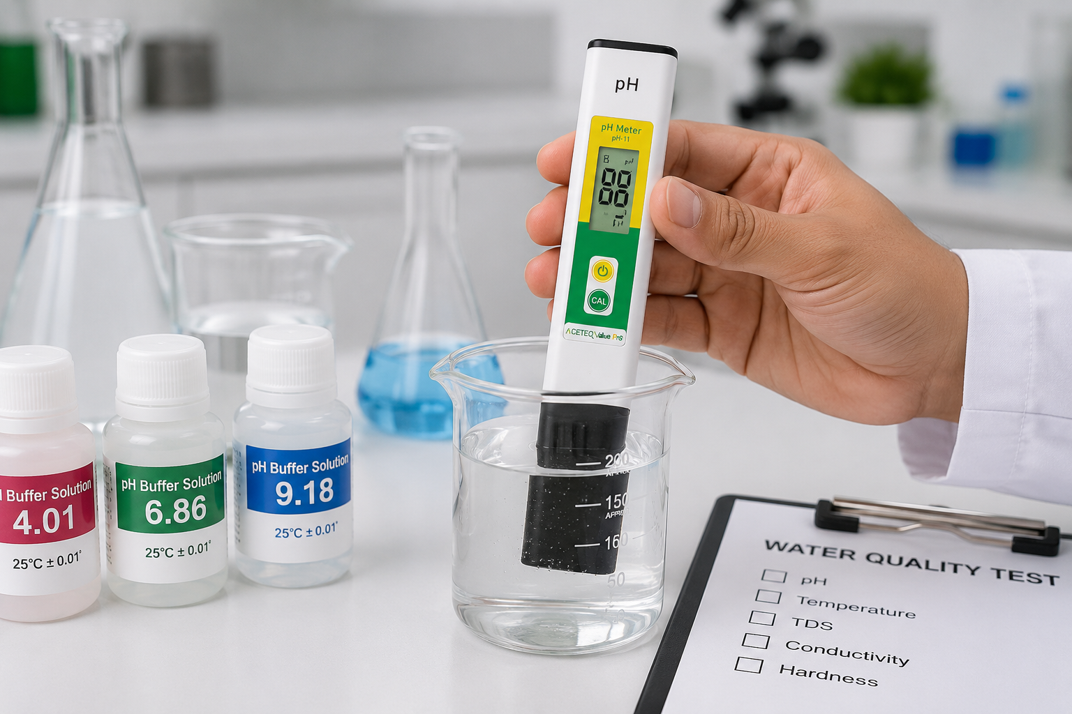 ACETEQ Value Pro PH-11 Digital pH Tester | 0.00–14.00 pH | 0.01 pH Resolution | ±0.1 pH Accuracy | Automatic Calibration | Portable Pocket pH Meter