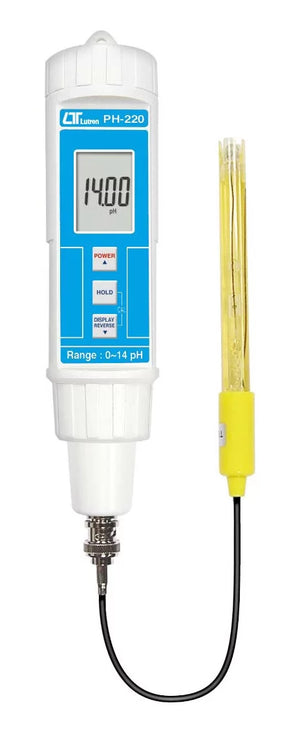 Lutron PH-220 Digital pH Meter | Pen Type pH Tester | Separate pH Electrode | 0.00–14.00 pH | Auto Calibration | IP65 Water Resistant