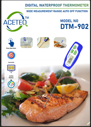 ACETEQ DTM-902 Waterproof Digital Thermometer | -50°C to 300°C | 0.1°C Resolution | MAX/MIN & HOLD | °C/°F | Pen-Type Temperature Meter