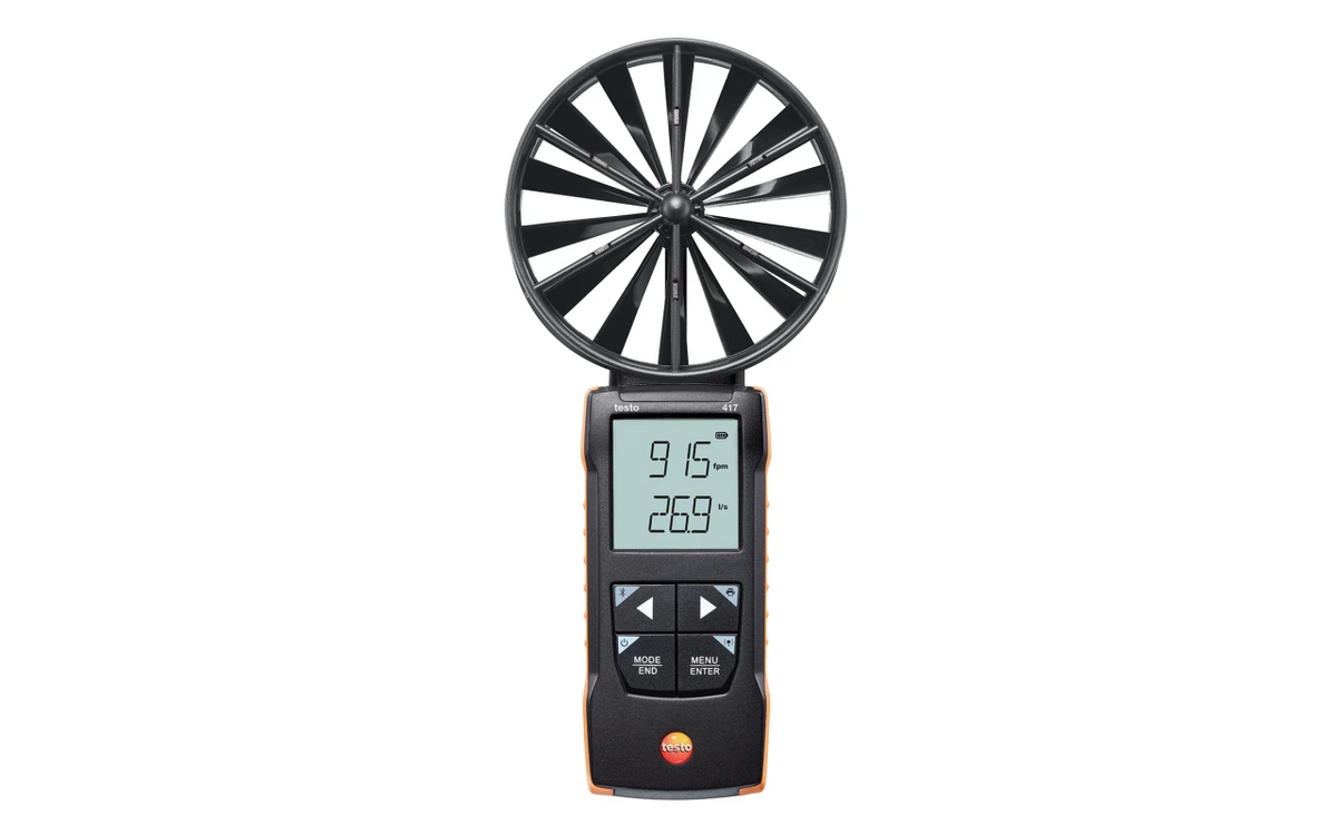 Testo 417 Digital 100 mm Vane Anemometer with App Connection | Air Velocity, Flow & Temperature Meter