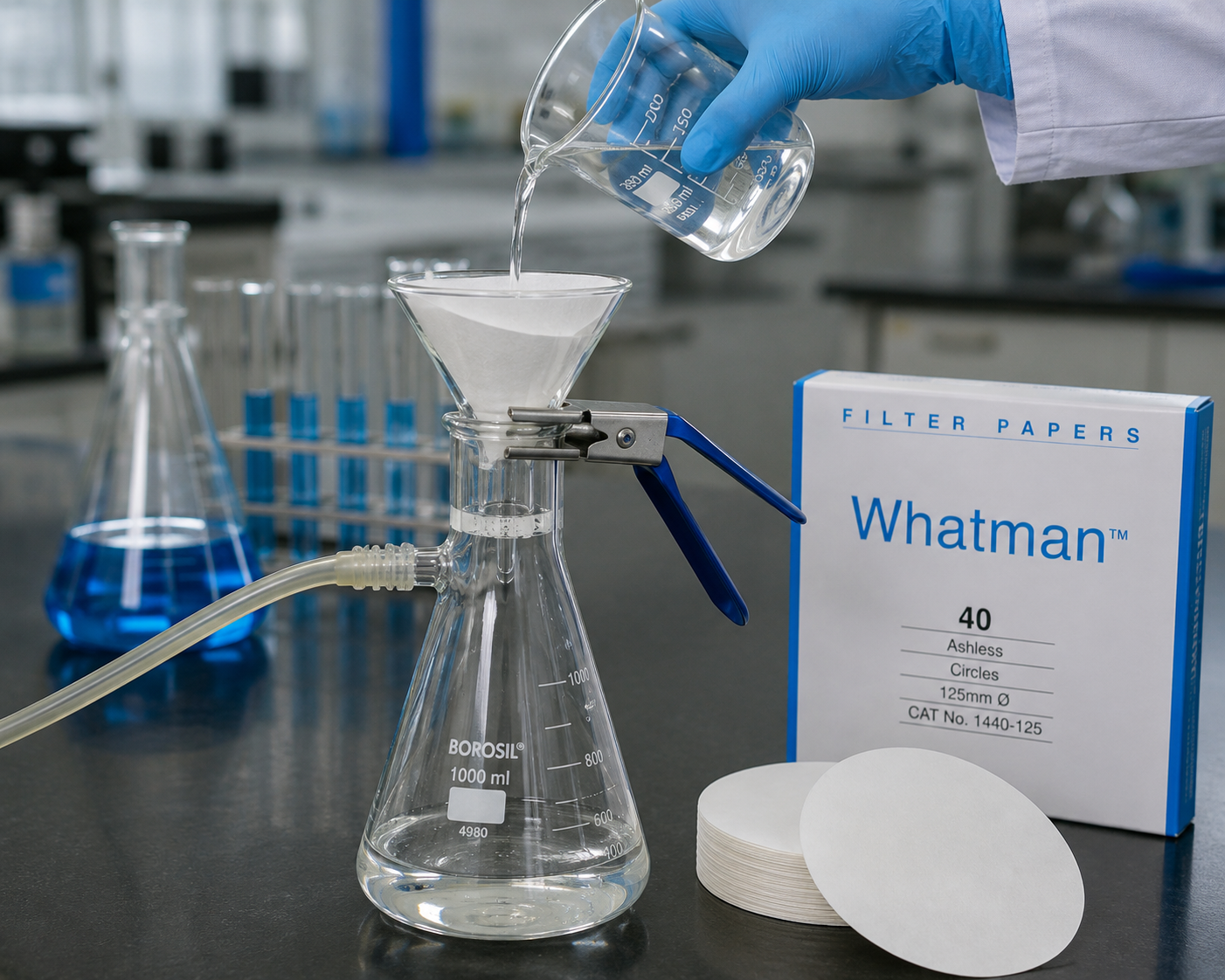 WHATMAN™ Grade 40 Quantitative Ashless Filter Paper – 12.5 cm (125 mm), 8 µm, Cat. No. 1440-125, Pack of 100