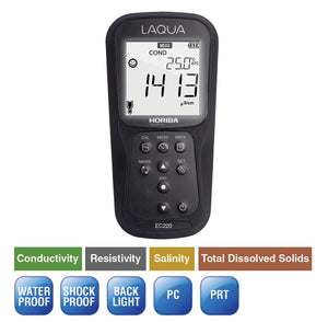 HORIBA LAQUA EC220-K Waterproof Handheld Conductivity, Resistivity, TDS, Salinity & Temperature Meter