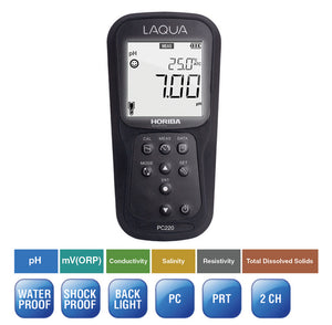 HORIBA LAQUA PC220 Handheld Multi-Parameter Water Quality Meter | pH, ORP, Conductivity, TDS, Salinity, Resistivity & Temperature