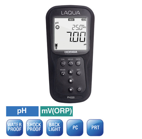 HORIBA LAQUA PH220 Handheld pH/ORP/Temperature Meter | IP67 Waterproof Digital pH Meter | 0.01 pH Resolution | 1000 Data Memory