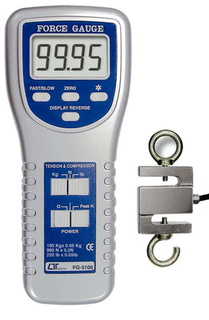 Lutron FG-5100 Digital Force Gauge | 100 kg / 980 N Push Pull Force Tester | Tension & Compression Gauge | RS-232 Interface