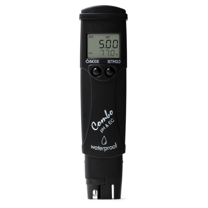 Hanna Instruments HI98130 Combo pH/Conductivity/TDS Tester | High Range | 0–14.00 pH | 0.00–20.00 mS/cm EC | 0.00–10.00 ppt TDS | Waterproof