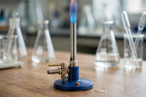 Bunsen Burner with Stop Cock – Cast Iron Powder-Coated Base, Chrome-Plated Brass Burner Tube, Screw-Type Air Regulator