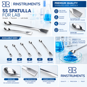 SS Spatula for Lab | Stainless Steel Laboratory Spatula with Spoon & Flat End | Pack of 5