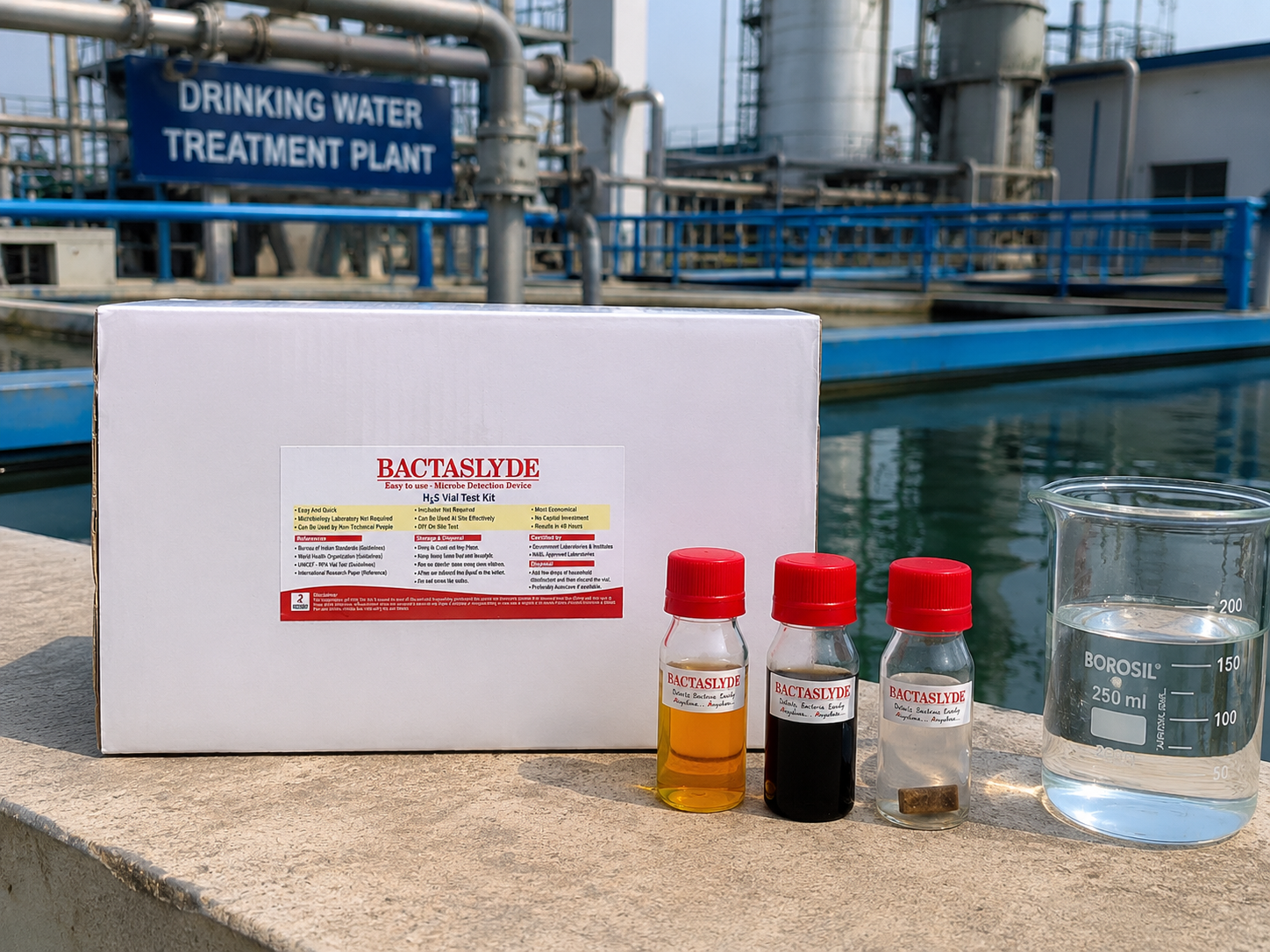 BACTASLYDE H₂S Vial Test Kit BSV1000 – 100 Tests | Drinking Water Bacteria Test | H₂S Bacterial Screening Kit | Presence/Absence Water Test