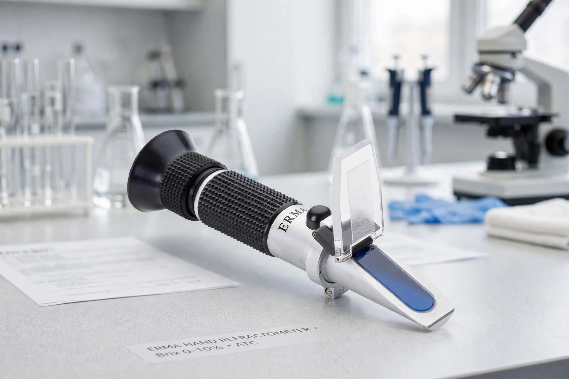 ERMA Hand Refractometer 0–10% Brix with Automatic Temperature Compensation (ATC)