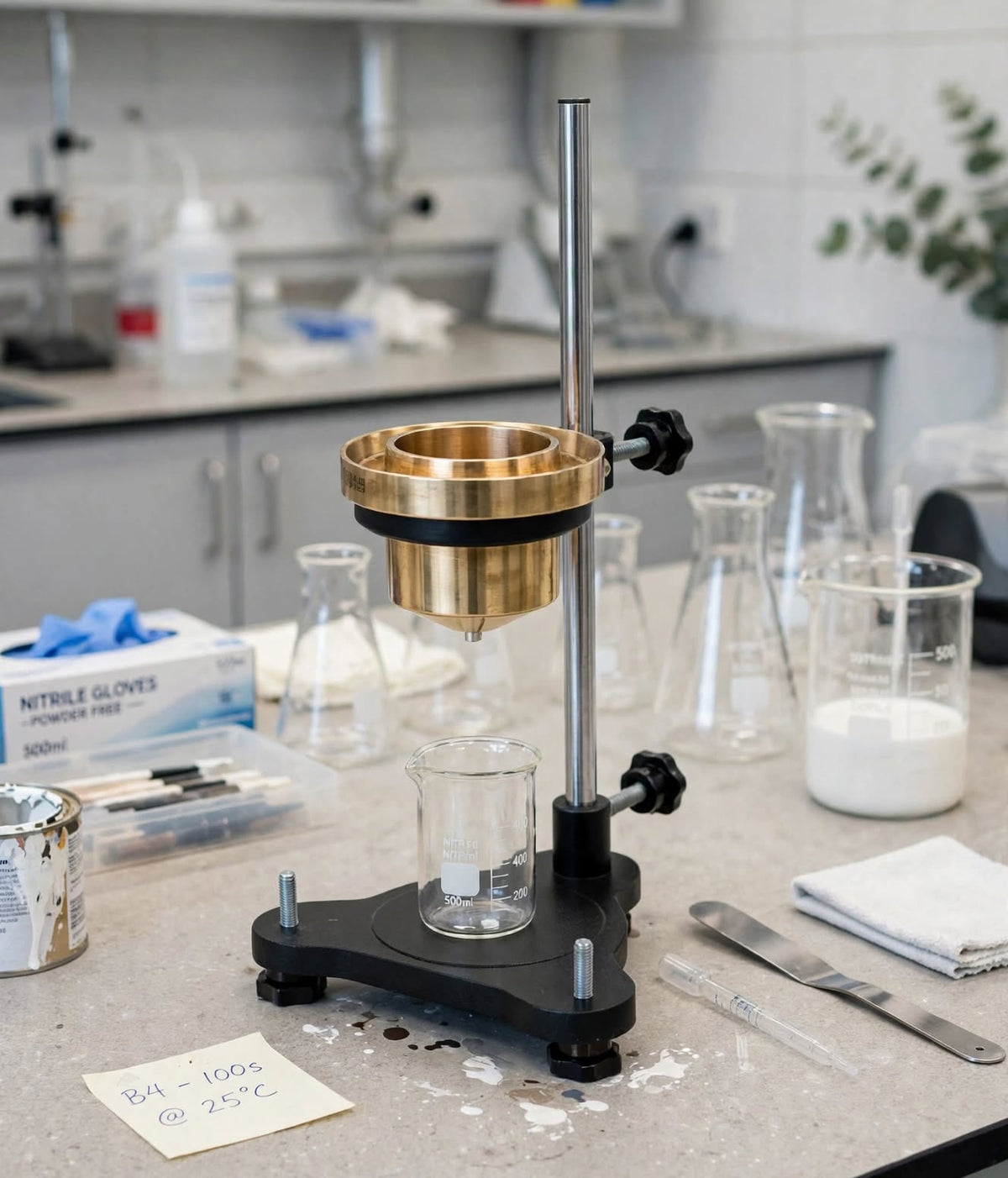 Ford Cup Viscometer B4 with Stand – Paint, Varnish and Coating Viscosity Testing Instrument