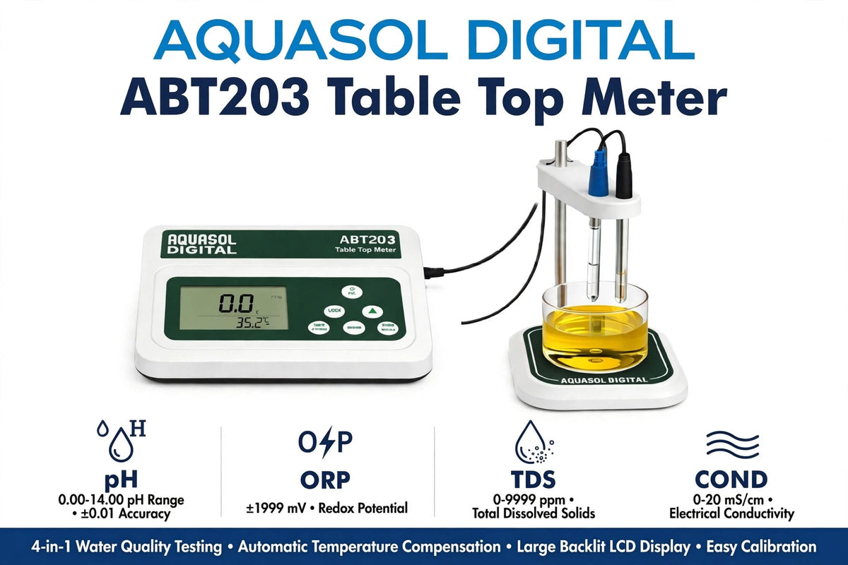AQUASOL DIGITAL ABT203 Table Top Multi-Parameter Meter | pH / Conductivity / TDS / Salinity / Temperature | ATC | Laboratory Water Quality Tester