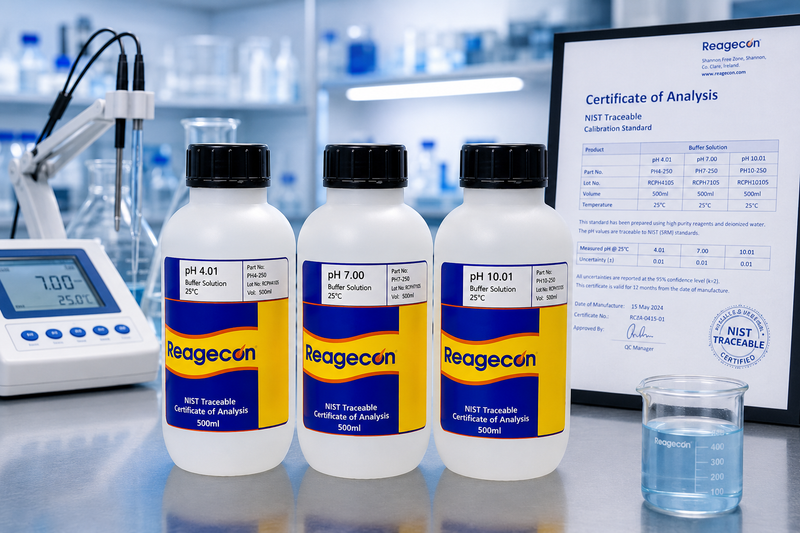 REAGECON pH 10.00 Buffer Solution ±0.01 at 25°C, 500 mL, NIST TRACEABLE
Product Code: 1100525