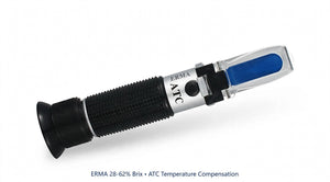 ERMA 28–62% Brix Handheld Sugar Refractometer with ATC – High-Concentration Sugar Measurement