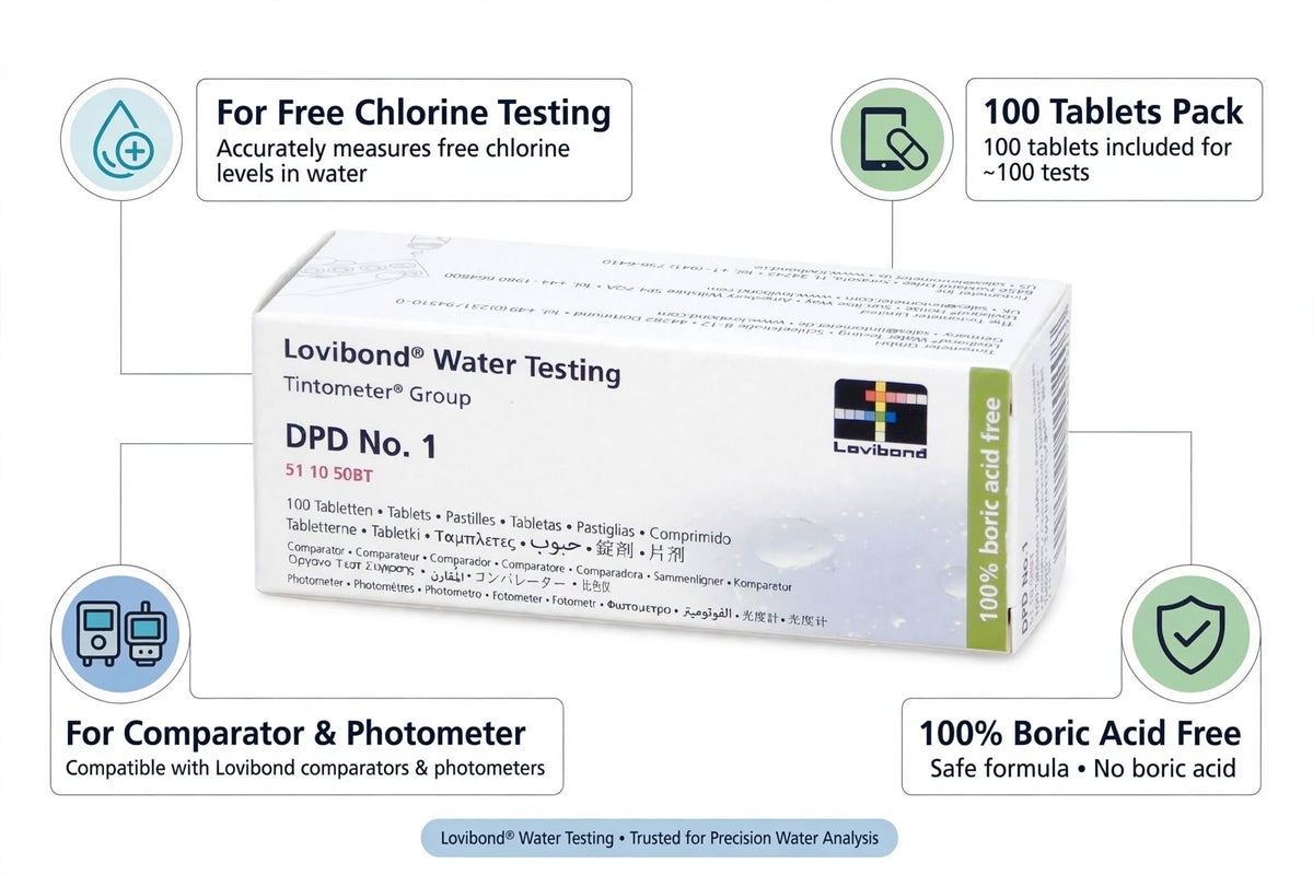 Lovibond® DPD No. 1 Reagent Tablets 511050BT – 100 Tablets | Free Chlorine Testing Reagent for Water Analysis