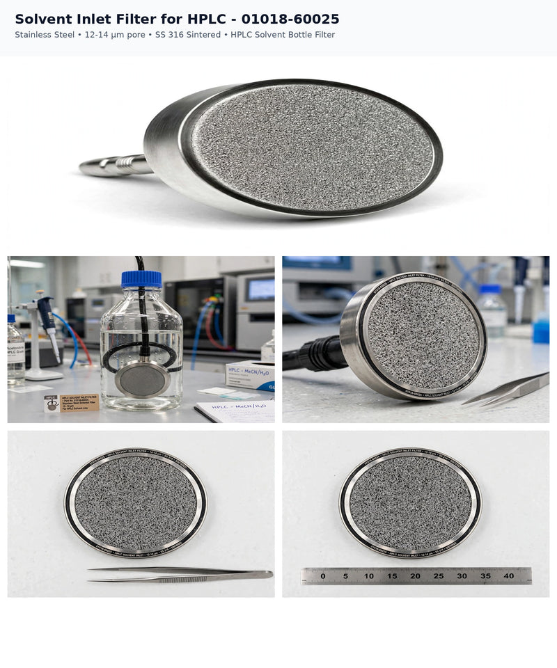 HPLC Solvent Inlet Filter | Stainless Steel Solvent Bottle Inlet Filter | 12–14 µm Pore Size | Equivalent to Agilent 01018-60025
