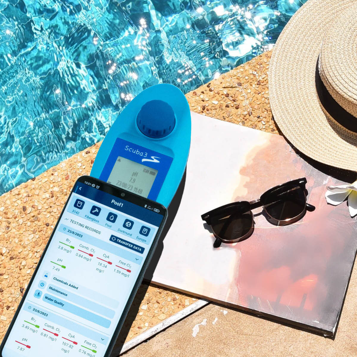 Lovibond Scuba3s 216200 - Smart Electronic Pool Tester for 11 Parameters | NFC + PoolAssistant App | Advanced Pool & Spa Water Control