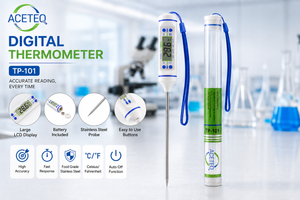 ACETEQ TP-101 Digital Probe Thermometer with Stainless Steel Probe, LCD Display, °C/°F Selection, Hold & Max/Min Functions