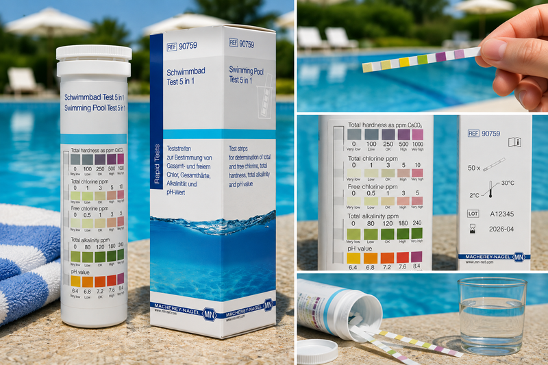 MACHEREY-NAGEL Swimming Pool Test 5 in 1 Test Strips (50 Strips)
REF / Product Code: MN 90759