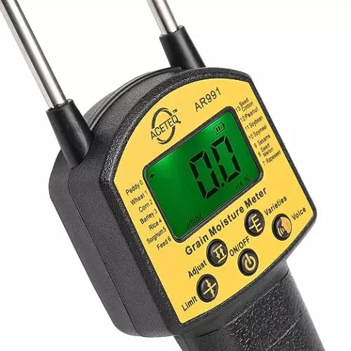 ACETEQ™ AR-991 Grain Moisture Meter | Digital Moisture Tester for Paddy, Wheat, Rice, Corn & 14 Grain Types
