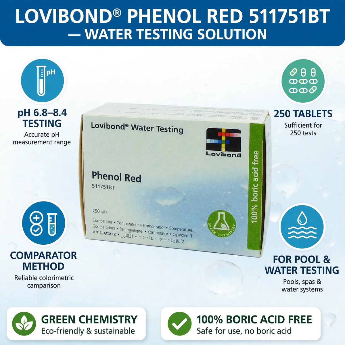 Lovibond® Phenol Red Tablet Reagents, 250 Tablets | 511751BT | pH Testing Reagent for Comparator & Photometric Analysis
