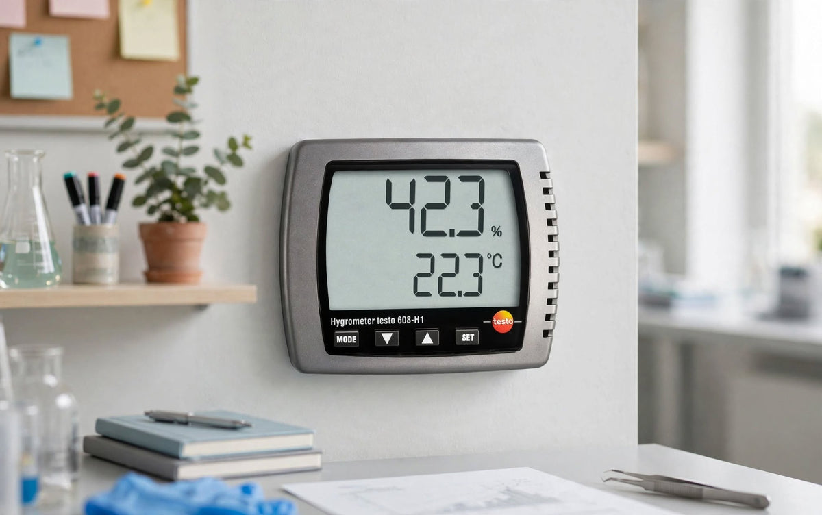 Testo 608-H1 Digital Thermohygrometer | Temperature & Humidity Meter | Dew Point Display | 0 to +50 °C | 10 to 95 %RH | Model 0560 6081