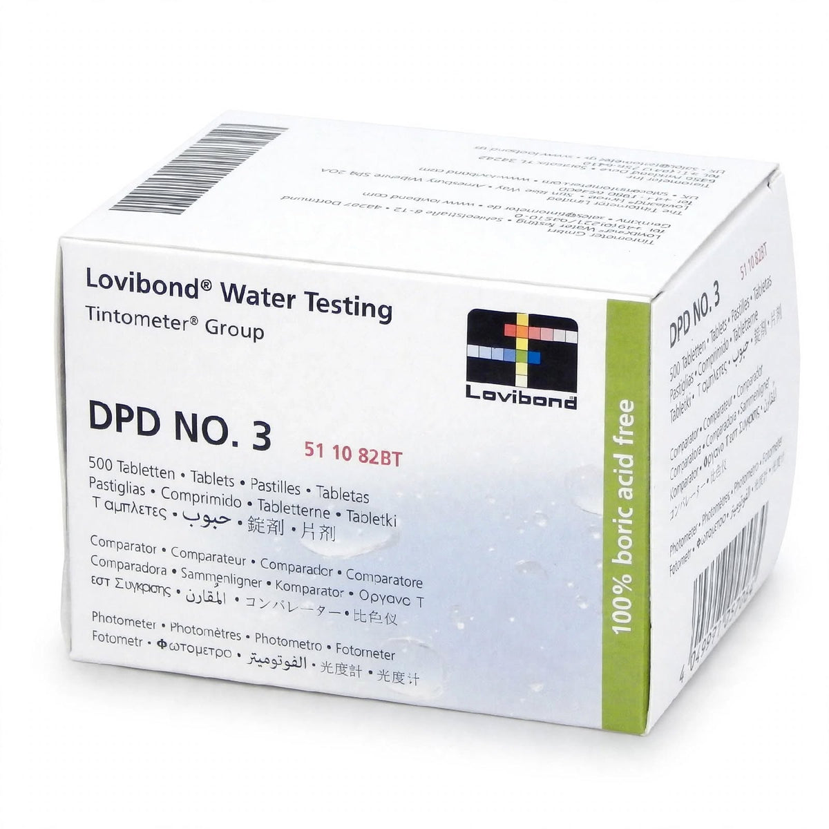 Lovibond 511082BT DPD No.3 Water Testing Tablets - Pack of 500 | Total Chlorine, Combined Chlorine & Bromine Test | 100% Boric Acid Free | For Comparator & Photometer - Tintometer Group