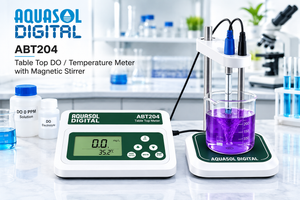 AQUASOL DIGITAL ABT204 Table Top Dissolved Oxygen (DO) & Temperature Meter with Magnetic Stirrer | 0–20.00 mg/L DO | 0–200.0% O₂ | 0–110°C | Built-in ATC | Memory & USB Connectivity