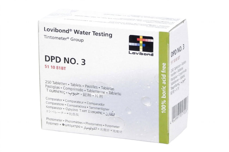Lovibond 511081BT DPD No. 3 Water Testing Tablets | 250 Tablets | Total Chlorine, Combined Chlorine & Bromine Testing | 100% Boric Acid Free | Comparator & Photometer | Tintometer Group