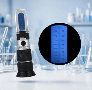 Erma Hand Refractometer 45-82% Brix Professional Grade Optical Hand Held Refractometer, Sugar Type for Syrup, Jelly, Jam Low Volume, 45-80° Brix Range, 0.2° Brix Division