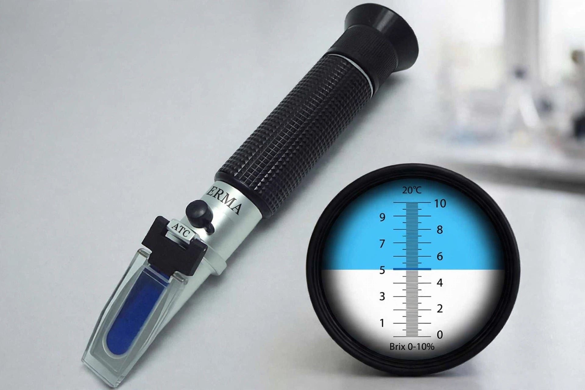 ERMA Hand Refractometer 0–10% Brix with Automatic Temperature Compensation (ATC)