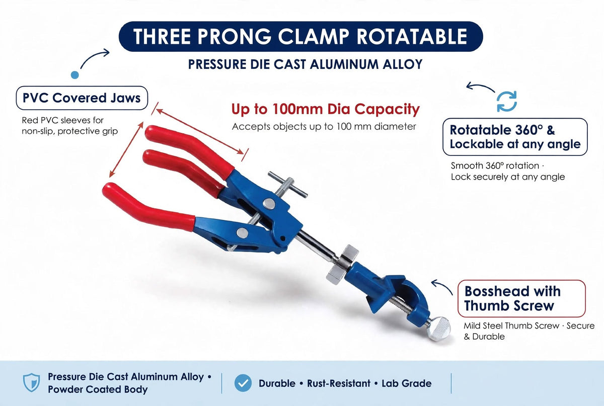 Three Finger Clamp Rotatable with Bosshead – Laboratory Clamp