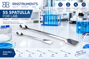 SS Spatula for Lab | Stainless Steel Laboratory Spatula with Spoon & Flat End | Pack of 5