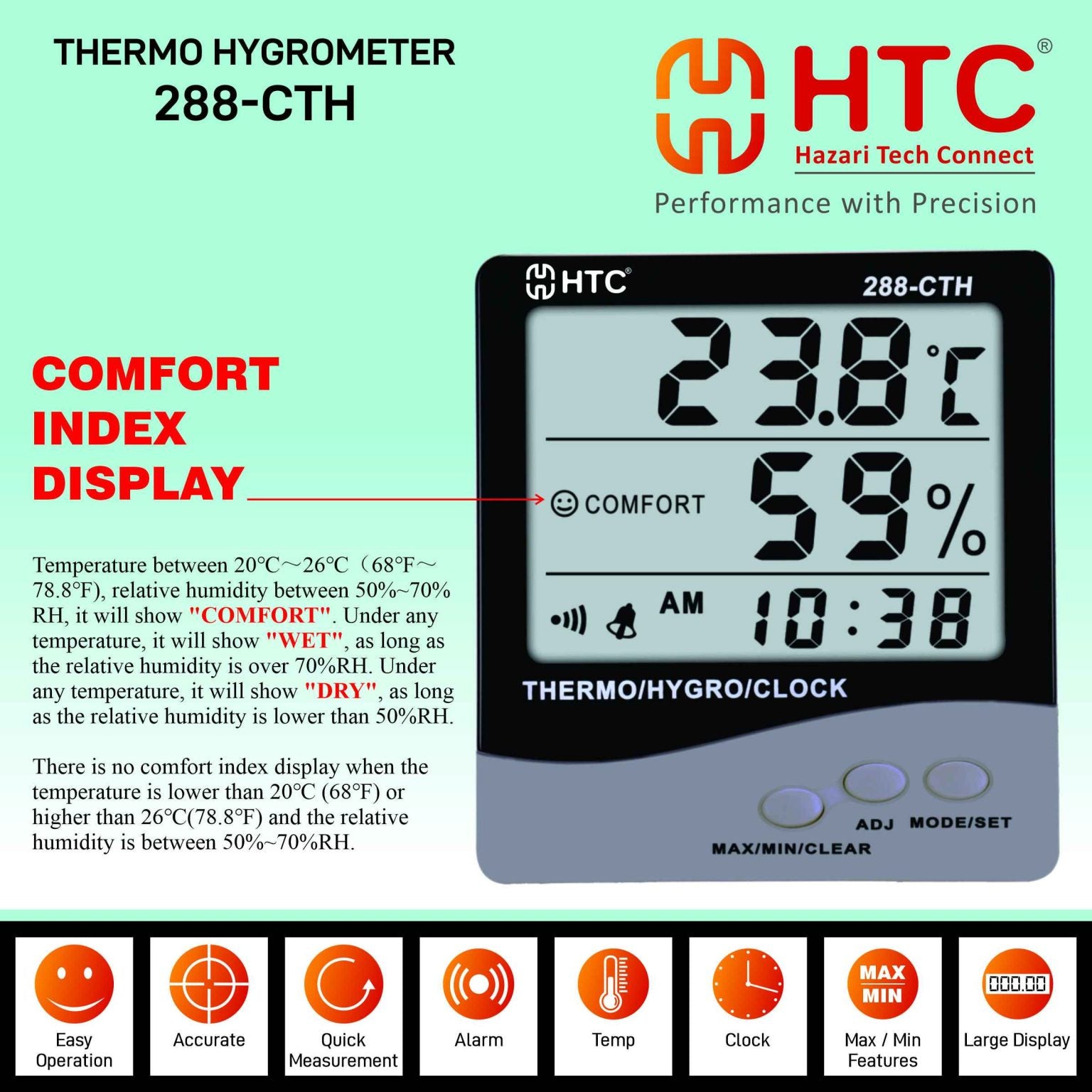 HTC 288-CTH DIGITAL THERMO HYGROMETER