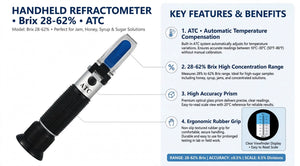 ERMA 28–62% Brix Handheld Sugar Refractometer with ATC – High-Concentration Sugar Measurement