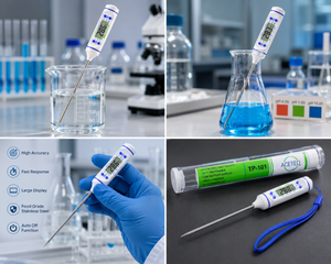 ACETEQ TP-101 Digital Probe Thermometer with Stainless Steel Probe, LCD Display, °C/°F Selection, Hold & Max/Min Functions