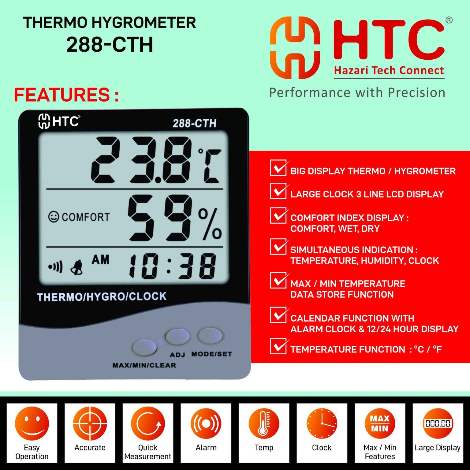 HTC 288-CTH DIGITAL THERMO HYGROMETER